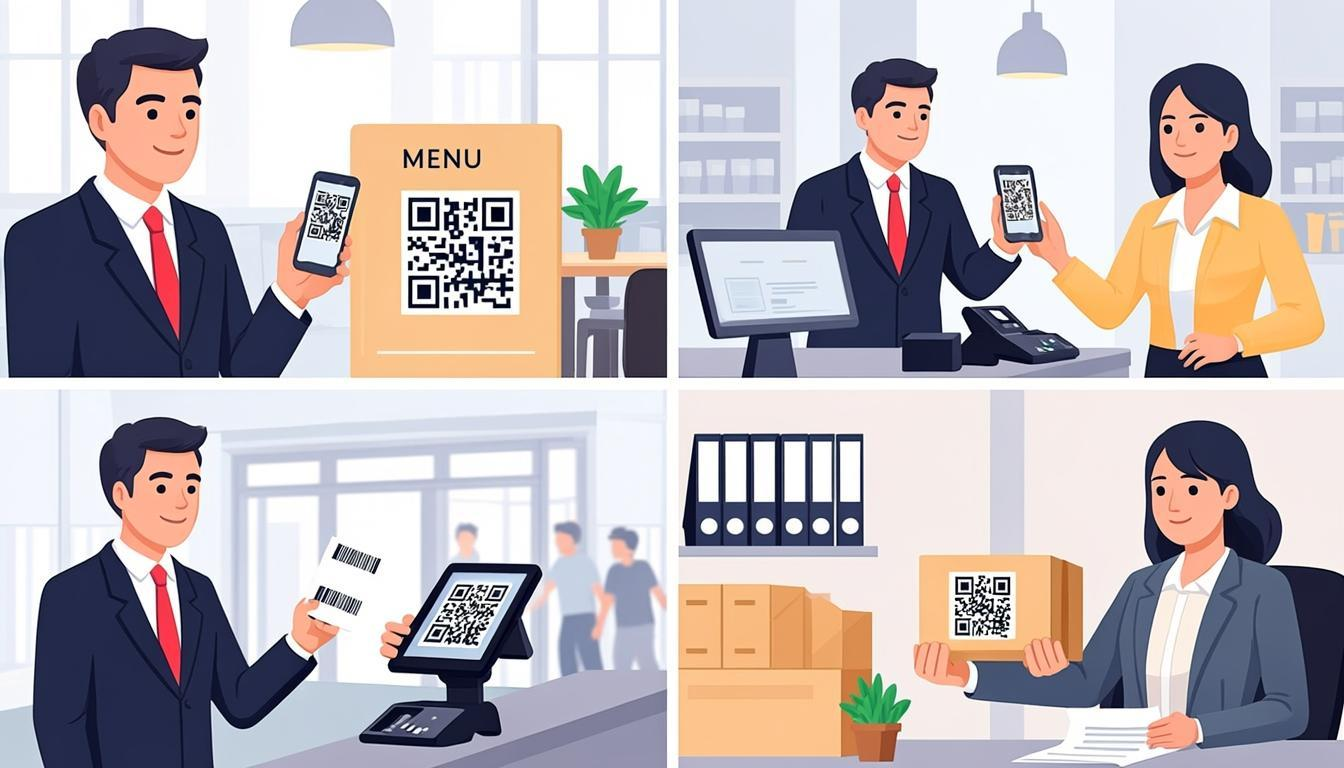 Business QR code applications — restaurant menu, payment, event ticket, product packaging