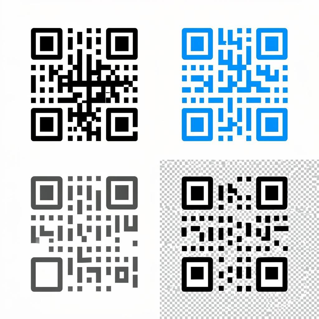 QR code formats comparison showing PNG, JPG, SVG, and PDF QR codes generated via the API side by side