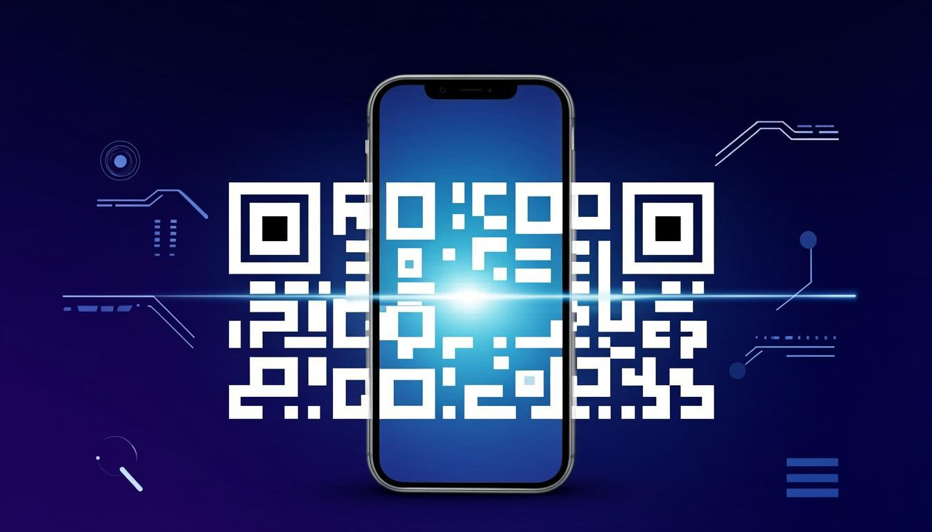 How QR codes work — smartphone scanning a QR code with data encoding visualization