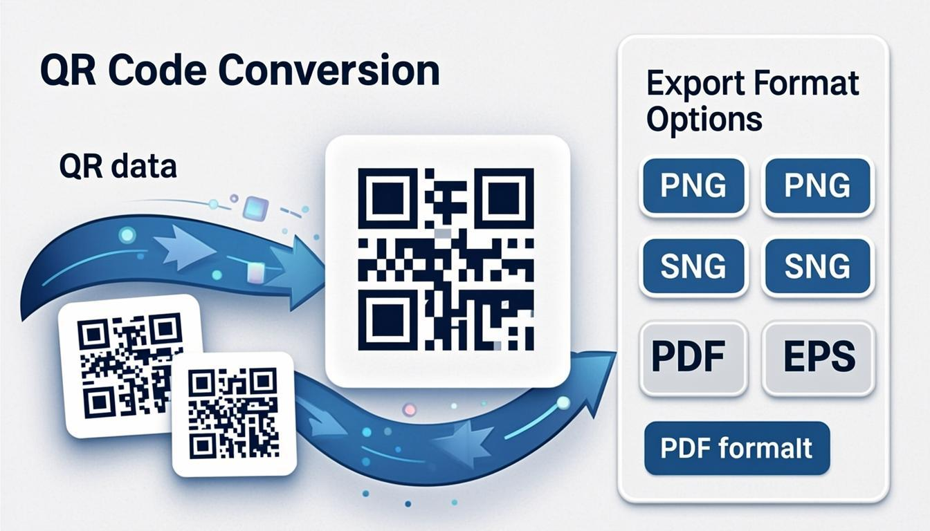 QR code conversion workflow — transforming QR data between formats with export options