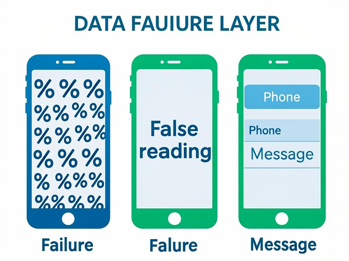 Three QR code scanning outcomes on smartphones showing raw text error, failed scan, and clean formatted contact card with save button